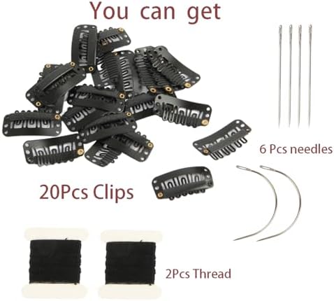 20 Pieces Hair Extension Clips, Black Wig Clip with Needles and Threads Set - Image 4
