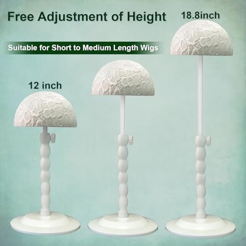 Wig Stand,1pc Adjustable 12"-19" White Non-Slip Wig Head Holder With Lace - Image 3