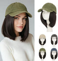 Rich Choices Hat Wigs for Women,Olive Green Baseball Cap with Hair Extensions for Women,Short Bob Hairstyle Caps with Straight Hair Attached Adjustable Baseball Cap Wig 6 Inch Dark Brown Hair by RichChoices