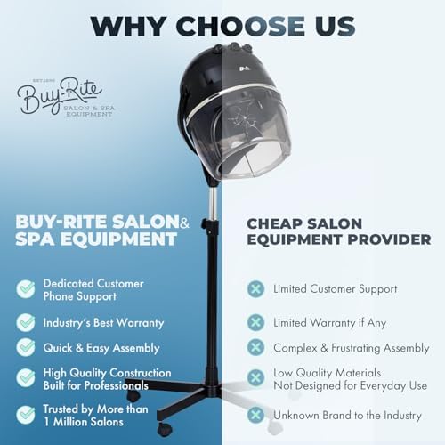 Buy-Rite Meredith 880W Hooded Salon Hair Dryer Adjustable Height - Image 6