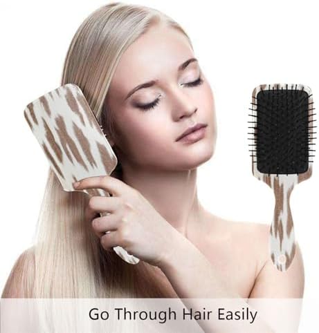White Brown Print Cow Hair Brush Wet & Dry Tangle-Free Hair Brush for Women & Men Soft Bristles Through Tangles For All Hair Types - Image 4