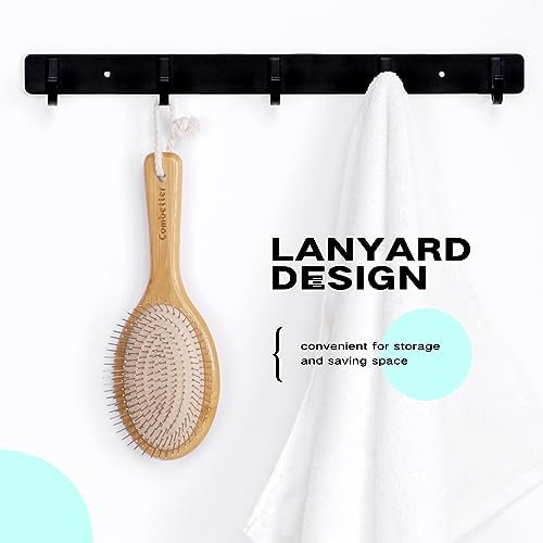 Bamboo Brush with Metal Bristles, Smoothing & Scalp Massage - Image 4