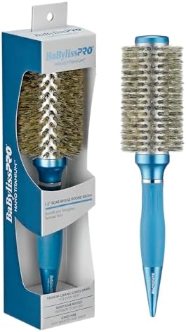 BaBylissPRO Nano Titanium 1.3" Boar Bristle Round Hair Brush – Professional Styling Brush for Shine & Smoothness – Thick and Textured Hair for Silky, Frizz-Free Shine - Image 2