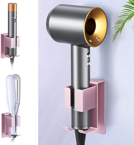 Hair Straightener Holder Wall Mounted Blow Dryer Holder, Blow Dryer and Curling Iron Holder, Hair Dryer and Straightener Holder, Bathroom Hair Tools Organizer and Storage (Rose Gold, 1Pc) by WAYASI