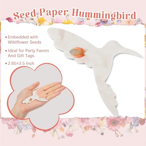 Dunzoom 50 Pcs Plantable Seed Paper Tags Wildflower,Hummingbird Shape - Image 2