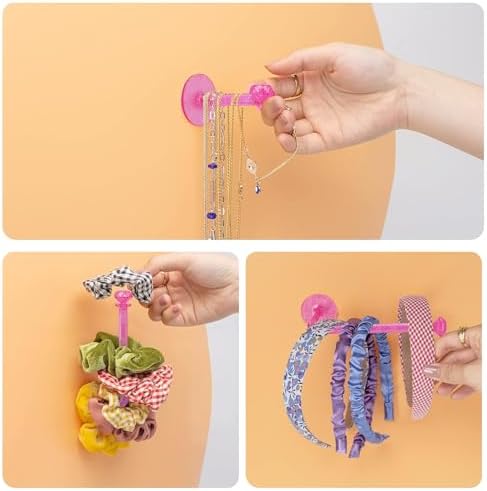 8Pcs Scrunchie Holder Stand Hai Tie Organizer, Girls Hair Accessories Organizer Storage for Headband Hairband Hair Ties, Acrylic Clear Glitter Adhesive Scrunchy Holder Scrunchie Tower Storage - Image 6