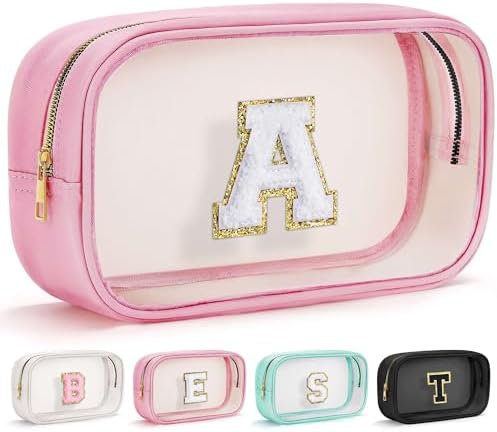 YOOLIFE Birthday Gift for Kid Girl Women Initial Travel Makeup Bags Pink A by YOOLIFE