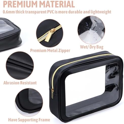 YOPCDJ 5PCS Diaper Bag Organizer Pouch Set, TSA Approved Toiletry Bag，Clear Waterproof TPU Makeup Bag Set Travel Organizer Bags for Women and Kids - Image 3