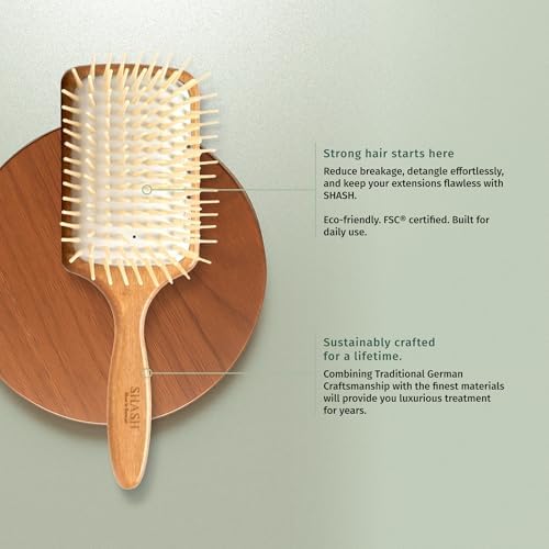 Made in Germany - SHASH Large Paddle Hair Brush, Thick And Curly Hair - Detangler With Long Pins & Rubber Cushion - Helps Detangle Knots, Eliminate Frizz, Reduce Pulling & Snagging - Image 3
