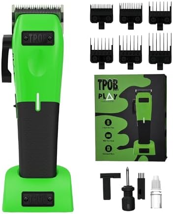 TPOB Play Barber Hair Clippers for Men 7500 RPM with Rubber Grips (Green) by TPOB