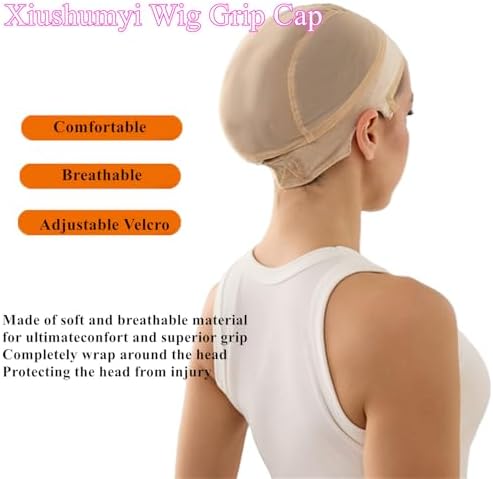 Xiushumyi Lace Wig Cap for Women,Non-Slip Grip Cap Make Your Wigs Glue Free,Wig Caps with Built-in Adjustable Velvet Band for Keeping Wigs in Place (Nude, M) - Image 5