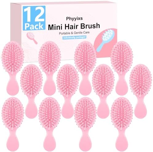 12 Pack Mini Detangling Brushes for Wet & Dry Hair, Compact Travel Hairbrush for Teens & Adults, Perfect for Bridesmaid Gifts, Party Favors & Stocking Stuffers (Pink) by Unknown