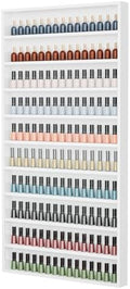 OmySalon Nail Polish Organizer Wall Mount - Holds 200 Bottles with Acrylic Barrier, Salon Display Rack for Home Spa & Nail Studio - Assembly Required, Wooden Polish Storage (White, 10-Tier) by OmySalon