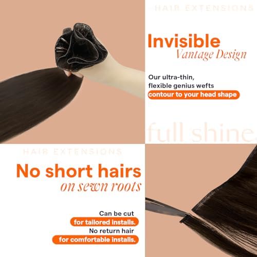 Full Shine Hand Tied Weft Human Hair Extensions Sew In 20 Inch 80g - Image 4