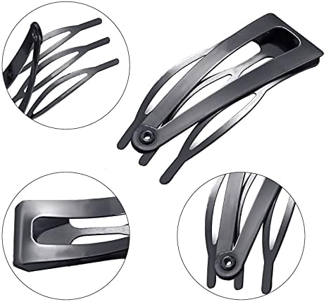Chinco Gun Black 24 Pcs Double Grip Hair Metal Snap Clips,2 Inch - Image 3