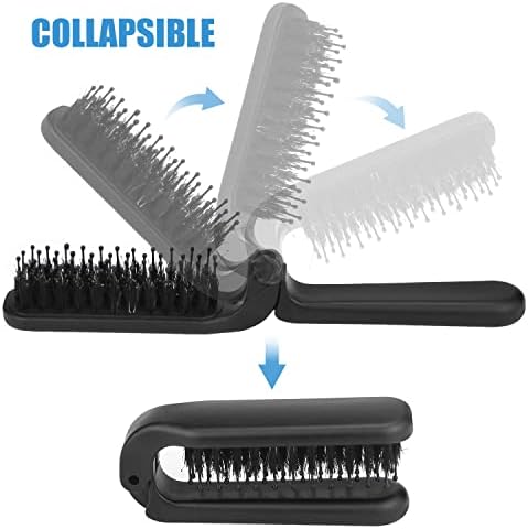 Ancable 2Pcs Travel Folding Hair Brush, Collapsable Portable Pocket Boar Bristle for Thin/Thick Hair, Mini Hairbrush for Men Women Kids, Wet/Dry Hair, Restore Shine, Black - Image 4