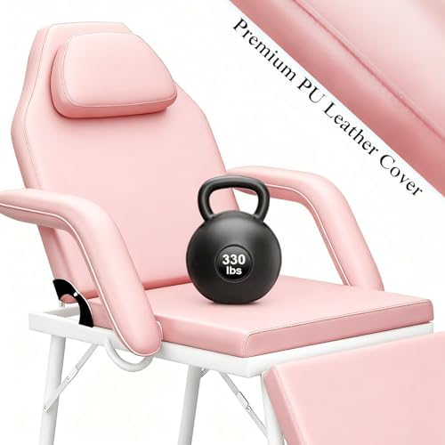 Portable Tattoo Chair, Foldable 73" Spa Facial Bed with Carry Bag, Pink - Image 6