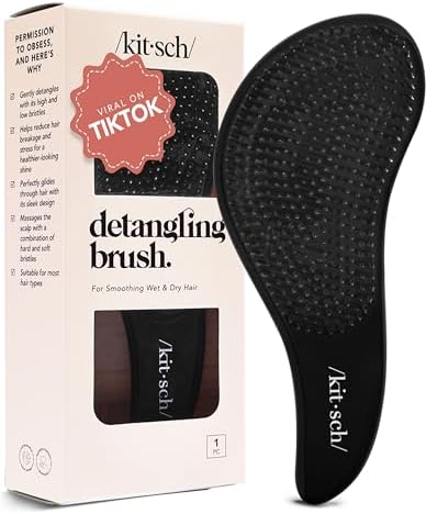 Kitsch Detangler Brush – Gentle Curly Hair Brush All Hair Types - Black by Kitsch
