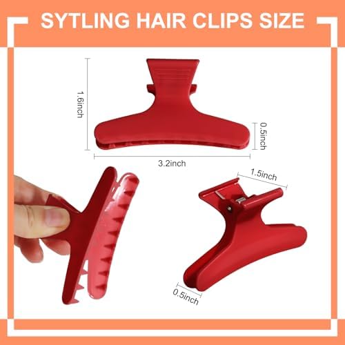 Ondder Red Butterfly Hair Clips for Styling Sectioning Pro Salon Butterfly Plastic Claw Clips Hair Styling Clip Barber Clips for Cutting, Coloring Hair, Hair Accessories for Women Girls - Image 2