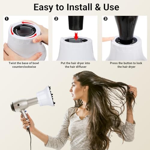 Segbeauty Universal Curly Hair Diffuser, Blow Dryer Diffuser for Wavy Natural Hair, Profession Hair Diffuser Attachment for Dryer Hairdressing Styling Tool Quick Dry Adjustable 1.65-3.15 Inch Nozzle - Image 4