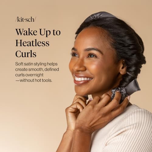 Kitsch Satin Heatless Curls Overnight Set - Charcoal - Image 3