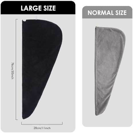 SINLAND Large Hair Drying Cap Hair Towel for Women 3 Pack Black - Image 2