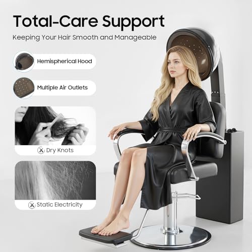 1200W Professional Hooded Hair Dryer with Stand - Salon Conditioning, 60-Minute Timer, Adjustable Temperature, Hair Care Without Hair Damage - Image 3