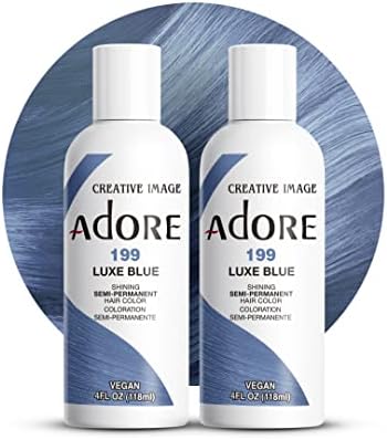Adore Semi Permanent Hair Color, 199 Luxe Blue, 4 Fl Oz (2 Pack) by Adore