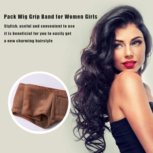 FIRSTPELLA 3 Pack Adjustable Velvet No-slip Wig Grip Headbands for Women Girls, Brown (HAIR TIE, 3 Count) - Image 5