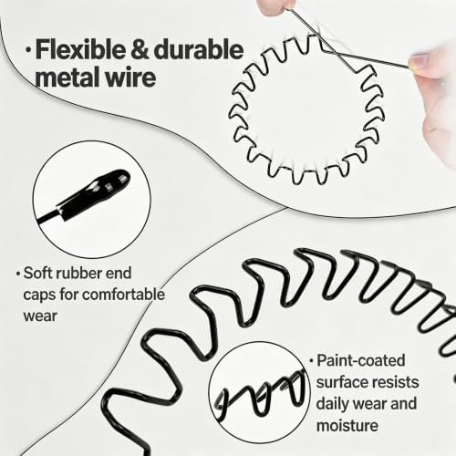 Metal Headband Men, Non Slip Wave Hair Band, Zigzag Grip 8 Pcs - Image 2