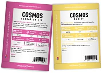Gardeners Basics, Cosmos Seeds for Planting Outdoors Flower Seeds (4 Variety Pack) Cosmos Candystripe, Sensation Mix, Dazzler, Purity Pink and White Varieties for Bees, Pollinators Wildflower Seed - Image 2