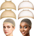 Fandamei 4PCS Wig Cap, 2PCS Nylon Wig Caps for Women Light Brown, 2PCS HD Caps for Wigs Super Thin Invisible Lightweight. Stocking Hair Wig Caps Stretchy Breathable for Lace Wig Halloween Cosplay by FANDAMEI