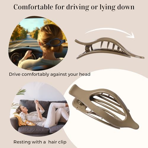 8 Pack Neutral Flat Hair Clips for Women – Large No-Slip Claw Barrettes in Cream, Blonde, Mustard Yellow & Light Brown,Shiny Finish Strong Hold for Thick & Thin Hair - Image 4