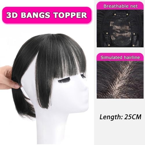 VAVANGA 10inch Long Hair Topper with Bangs & Thick Temples - Image 3