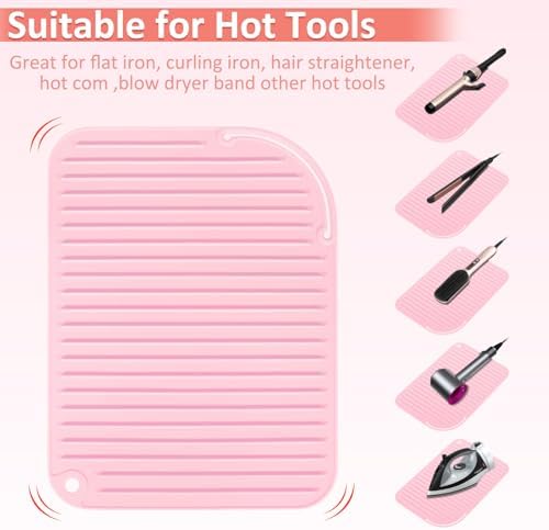 Heat Resistant Mat Large Silicone Hot Hair Tools Holder for Curling Irons Flat Iron Hair Straightener Mat Portable Vanity Pad Accessories/Organizer - Image 5