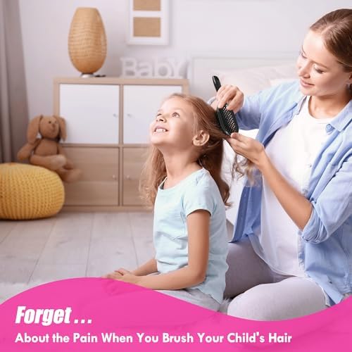 Vented Detangling Hair Brush - 2 Pack Detangler Hairbrush for Effortless Tangle Removal - Ultra-Soft Bristles -For Natural Curly Straight Wet Dry Damaged Hair for Women Men Kids - Image 6