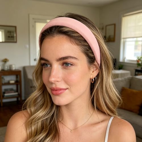 7 Pcs Headbands for Women Girls, Non Slip Cute Pearl Floral Padded Vintage Wide Fashion Multi-style Headbands for Girls (Pink A) - Image 6