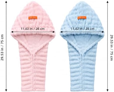 Microfiber Hair Drying Towel 2Pack, Large Size for Women, with Elastic Band - Image 2