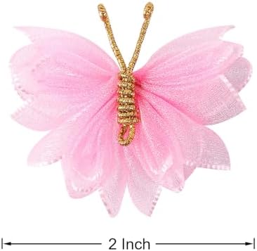 2" Tulle Mesh Barrettes, Butterfly Hair Clips for Girls, Toddlers & Kids – Colorful Hair Accessories – Ideal for Halloween, Christmas, Cosplay & Party Decor (Pink) - Image 3