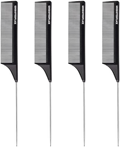 4 PCS Rat Tail Combs with Metal Pick for Braiding,Parting by GOODOFFERPLACE