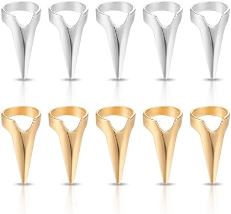 10 Pcs Finger Sectioning Tool for Hair, Stainless Steel Stitch Braid Tool for Braiding Curling Extension, Hair Parting Rings (Gold & Silver) by Unknown