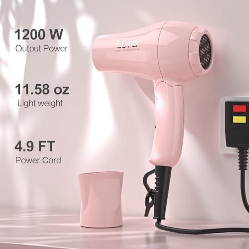 Foldable Travel Hair Dreyr Mini:Dual Voltage Small Lightweight Blow Dryer for International Travel,1200w Compact Hairdryer with Concentrator and Travel Bag(Light Pink) - Image 6