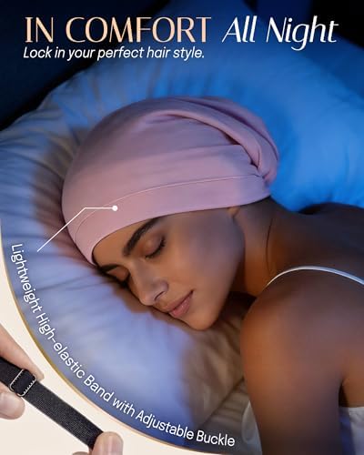 OLESILK 100% Mulberry Silk Bonnet for Sleeping Women, Hair Wrap for Curly Hair Care, Real Silk, Not Satin, Pink - Image 5
