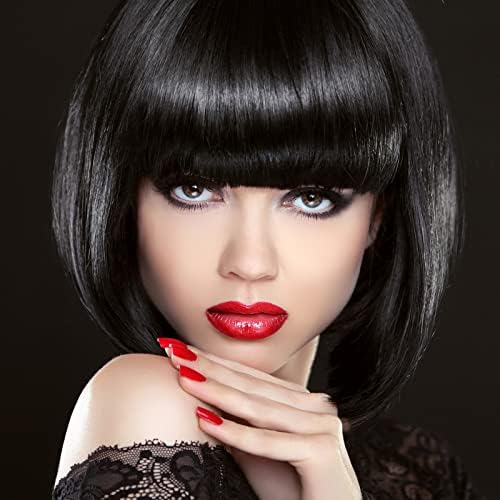 MIAHART Black Short Bob Wig and Sunglass Set, Neon Colored Wigs Sunglass Pack Costume Colorful Cosplay Wigs Daily Party Hairpieces for Bachelorette Neon Party Favors Halloween Decorations Supplies - Image 5