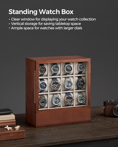 SONGMICS 12 Watch Display Case, Watch Box with Hidden Storage - Image 2