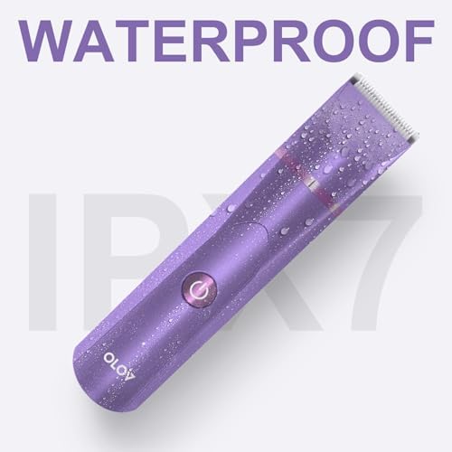 OLOV Electric Body Hair Trimmer - Groin Trimmer for Men - Bikini Trimmer Women - Wet/Dry Shaver Groomer, Replaceable Ceramic Blade Heads, USB Recharge Dock, Waterproof Hygiene Razor, Bright Purple - Image 6