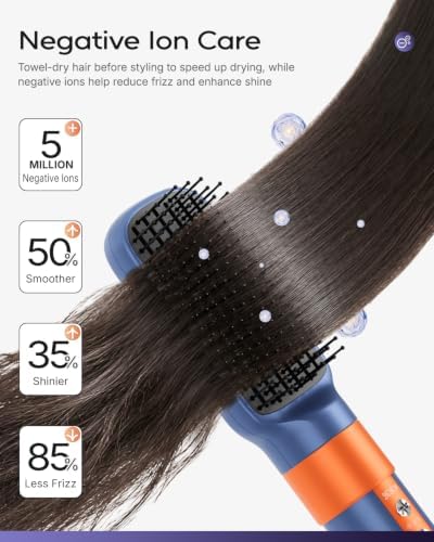 7MAGIC 6 in 1 Multi Hair Styler & High-Speed Hair Dryer Brush Blue - Image 7