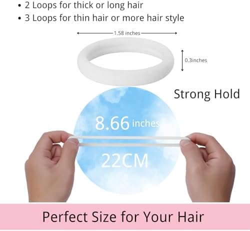 LuSeren 120 Pcs No Damage Hair Ties for Thick Hair, Large Soft Seamless Nylon Hair Elastics for Women, Ponytail Holders Accessories –White - Image 2