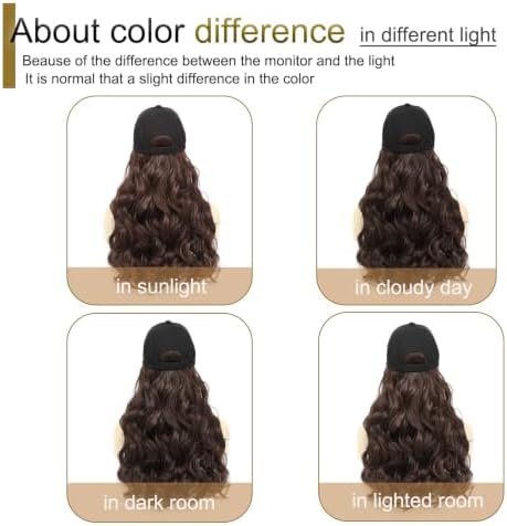 Hat Wig Baseball Cap Hat with Long Wavy Wig Layered Brown Hair - Image 6