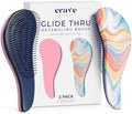 Crave Naturals Glide Thru Detangler Brush Pack of 2 - Curly Hair Brush for Women and Kids - Wet and Dry Comb for Adults - Soft Flexible Bristles for Gentle Use - Pink and Soft Hazy Swirl by CraveNaturalsDetanglingBrush